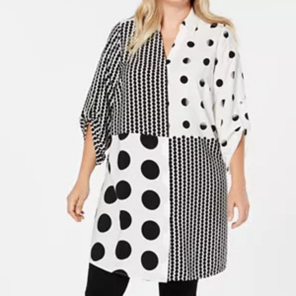 Alfani Tops - Alfani Plus Size Mixed Print Super Tunic